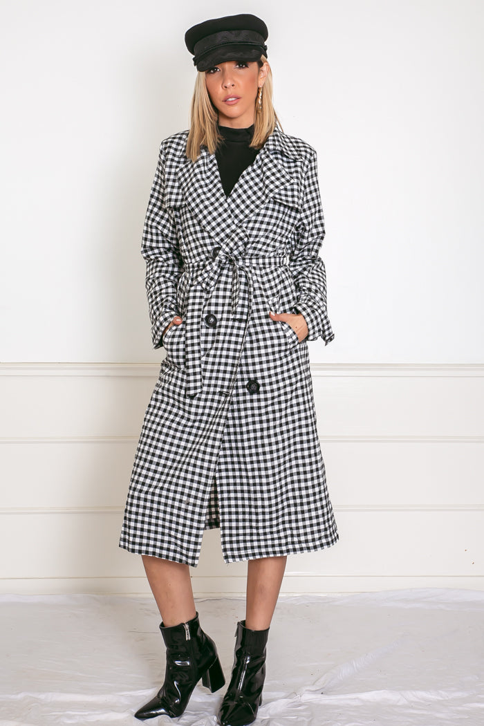 Checkered Trench Coat