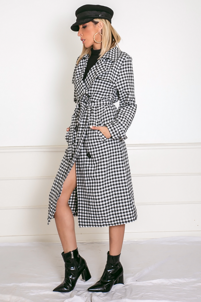 Checkered Trench Coat