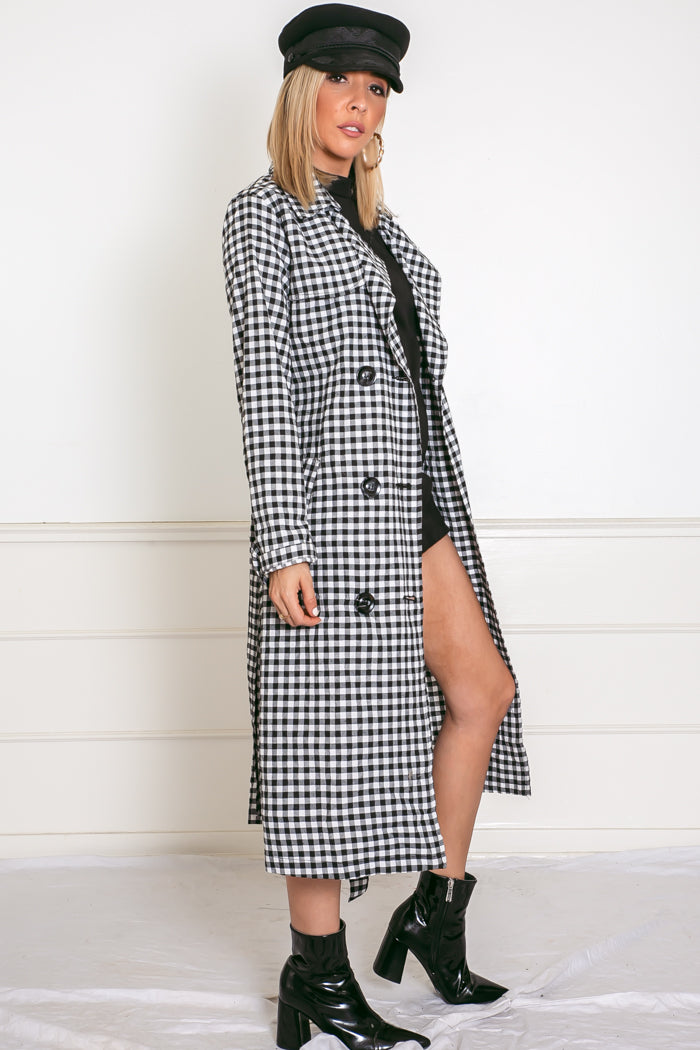 Checkered Trench Coat