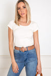 Crew-neck Stretch T-shirt - Ivory