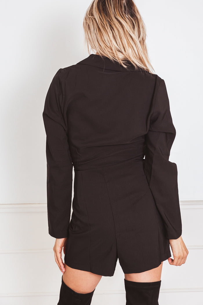 Blazer Wrap Romper - Black