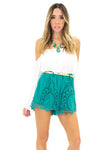 CATHERINE CROCHET DETAIL SHORTS - Green - Haute & Rebellious