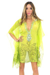 NIAMBI EMBELLISHED BEACH COVER UP TOP - Lime - Haute & Rebellious