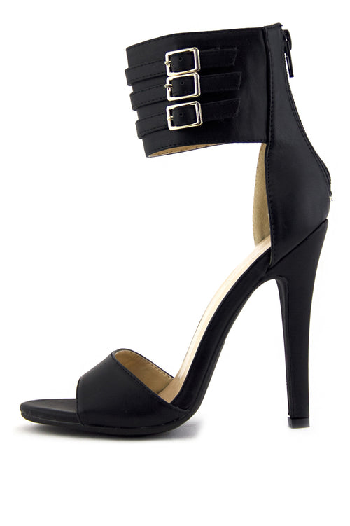 PHOEBE ANKLE STRAP HIGH HEEL SANDAL - Black - Haute & Rebellious