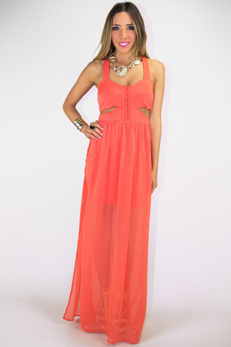 CUTOUT OPEN SKIRT MAXI - Orange - Haute & Rebellious