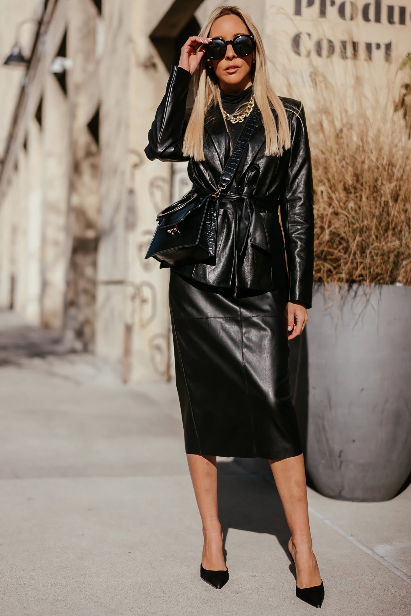 Leather Midi Skirt with Waist-Tie – Haute & Rebellious