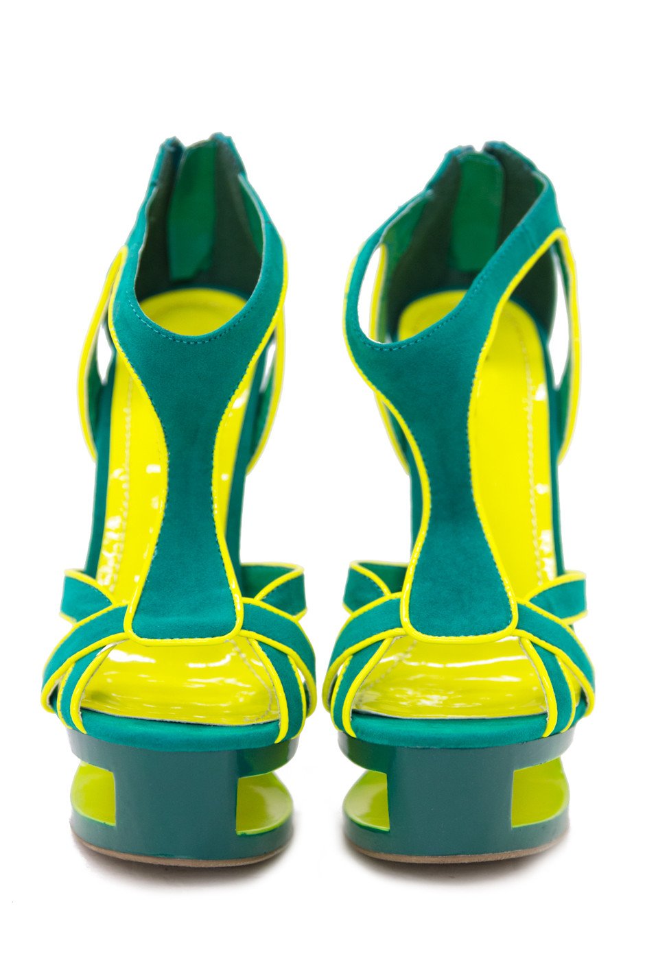 JENNA CUTOUT PLATFORM HEEL - Green/Neon Lime (Final Sale) - Haute & Rebellious