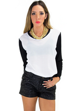 FISHNET SELF JERSEY SLEEVE CONTRAST TOP - Haute & Rebellious