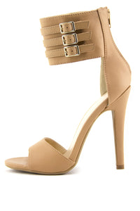 PHOEBE ANKLE STRAP HIGH HEEL SANDAL - Camel - Haute & Rebellious