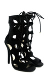Lea Lace-Up Sandal Heel - Black - Haute & Rebellious