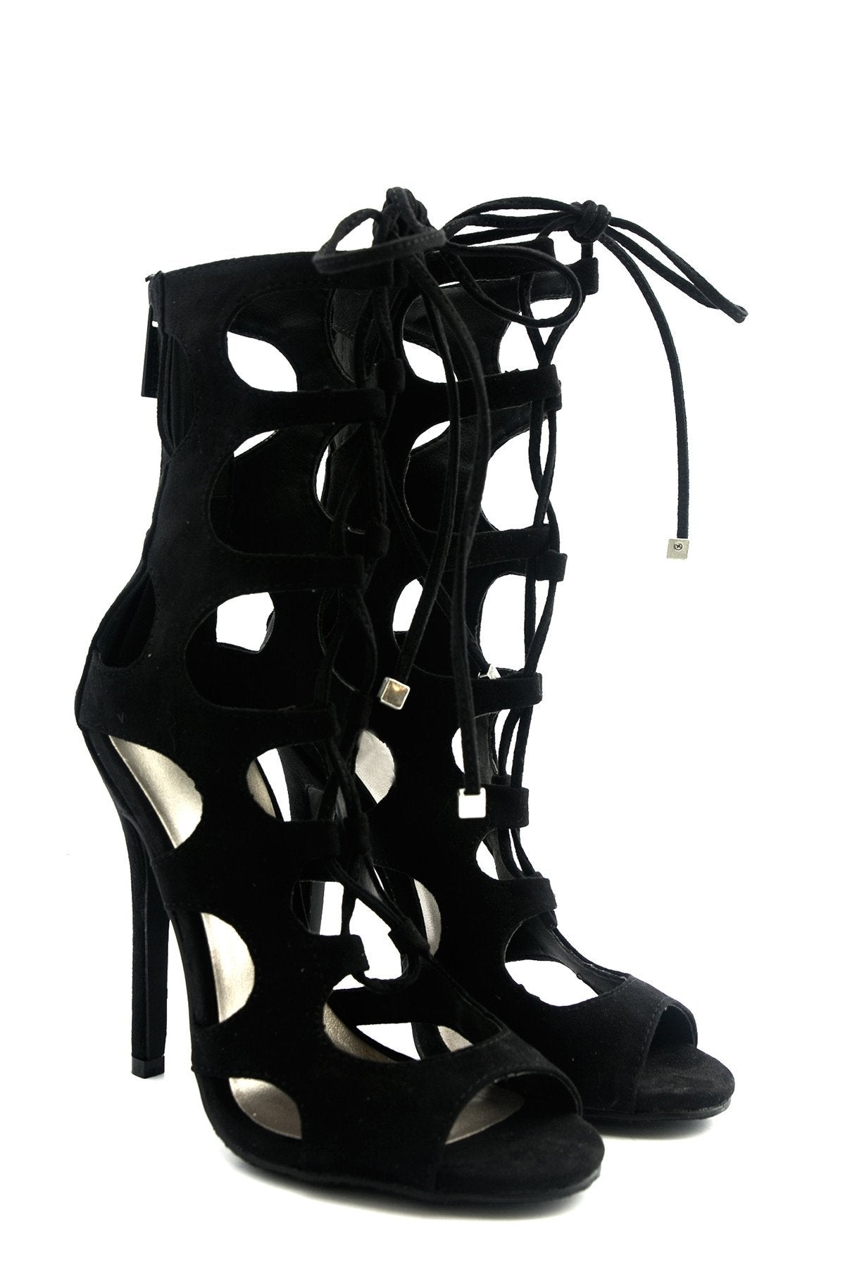 Lea Lace-Up Sandal Heel - Black – Haute & Rebellious