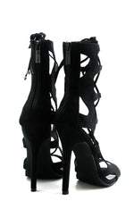 Lea Lace-Up Sandal Heel - Black - Haute & Rebellious