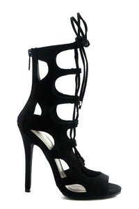 Lea Lace-Up Sandal Heel - Black - Haute & Rebellious