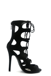 Lea Lace-Up Sandal Heel - Black - Haute & Rebellious