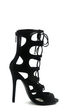 Lea Lace-Up Sandal Heel - Black - Haute & Rebellious