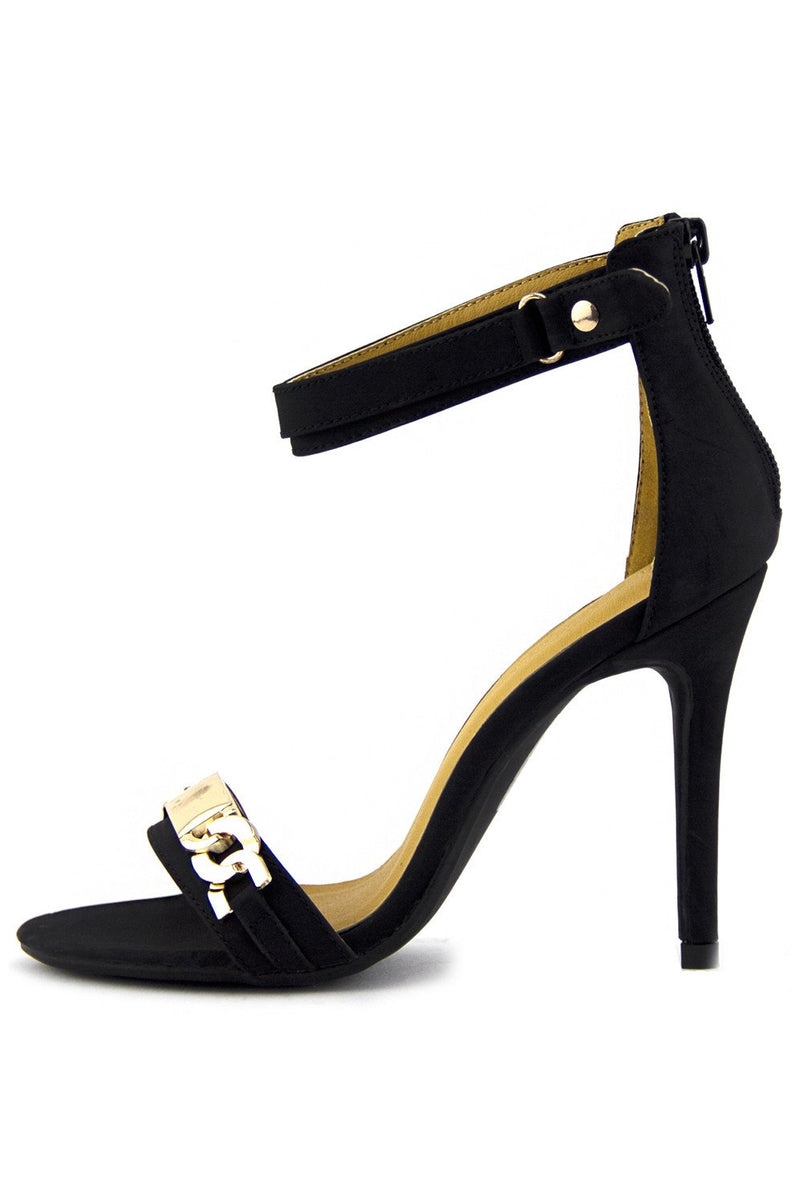 Nicole Miller Womens Zipper Chain Ankle Strap High Heels Black Gold To -  Shop Linda's Stuff