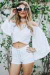 Just The Way I Lace-Up Shorts - White - Haute & Rebellious