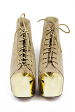 GOLD PLATED PLATFORM BOOTS - Beige/Gold - Haute & Rebellious