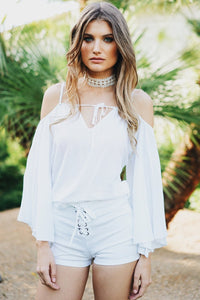 Just The Way I Lace-Up Shorts - White - Haute & Rebellious