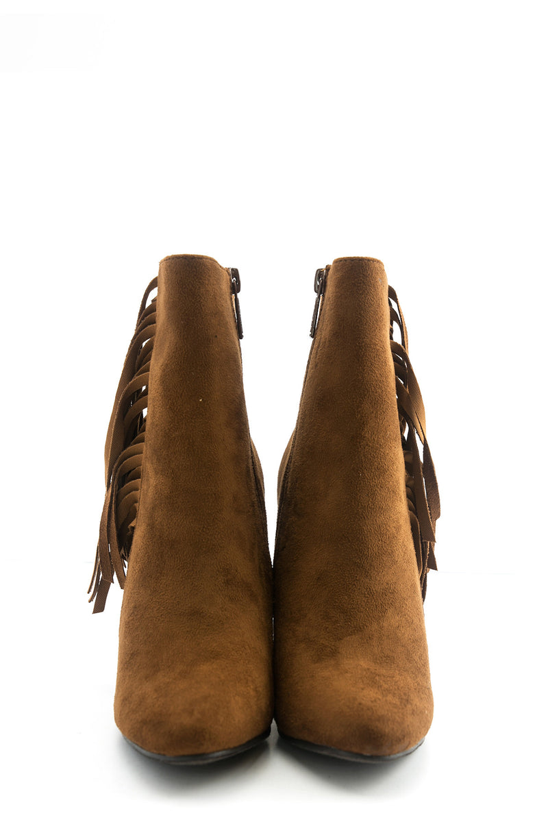 Salma Suede Fringe Bootie - Brown - Haute & Rebellious