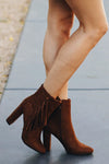 Salma Suede Fringe Bootie - Brown - Haute & Rebellious