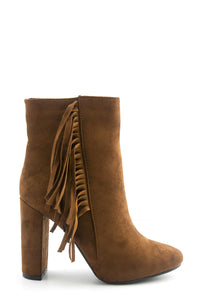 Salma Suede Fringe Bootie - Brown - Haute & Rebellious