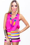 PINK COMBO STRIPED SHORTS - Haute & Rebellious