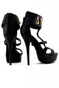 FARAH TRIANGLE PLATED HEEL - Black - Haute & Rebellious