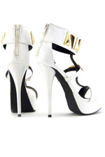 FARAH TRIANGLE PLATED HEEL - White - Haute & Rebellious