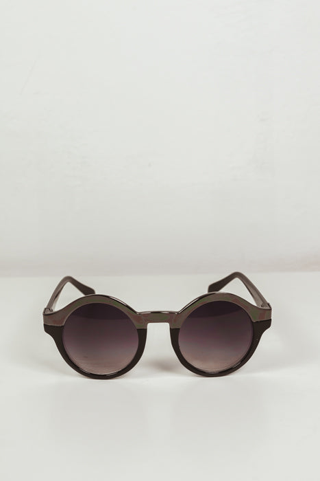 TINA CIRCLE FRAME SUNGLASSES - Black