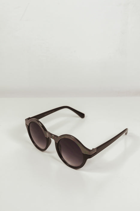 TINA CIRCLE FRAME SUNGLASSES - Black