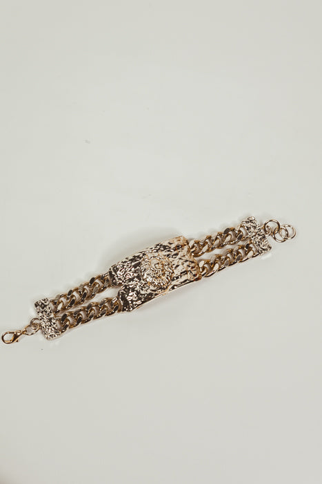 Lion ID Gold Chain Bracelet