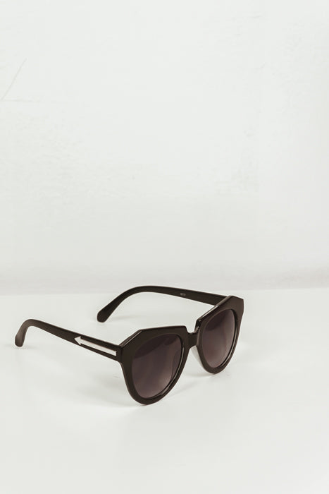 Square Plastic Frame Sunglasses - Black