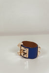 Double Buckle Leather Bracelet - Blue