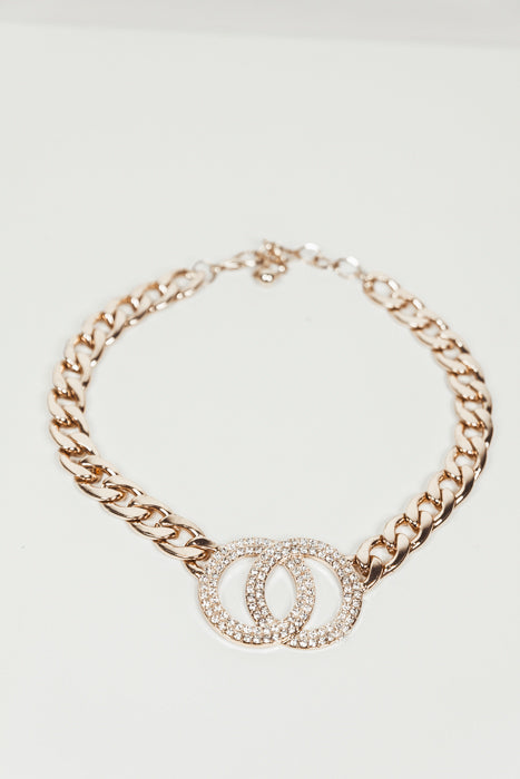 Chain Link Circles Crystal Necklace
