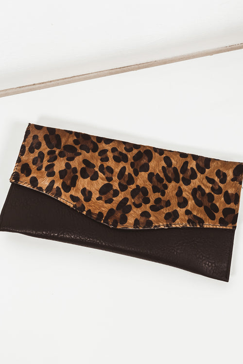 Leopard Fur Flap Clutch