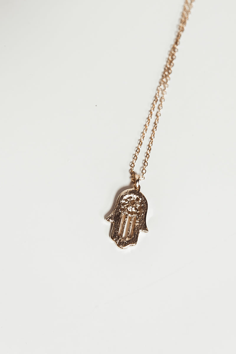 Petite Crystal Hand Pendant Necklace - White