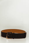 Leather Belt with Gold Buckle - Black