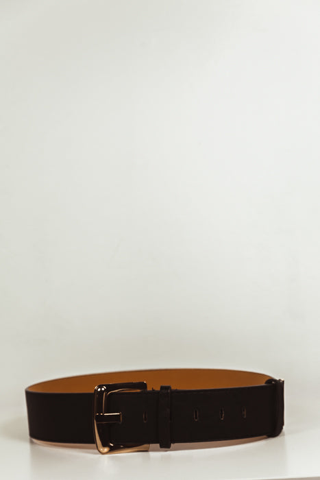 Leather Belt with Gold Buckle - Black – Haute & Rebellious