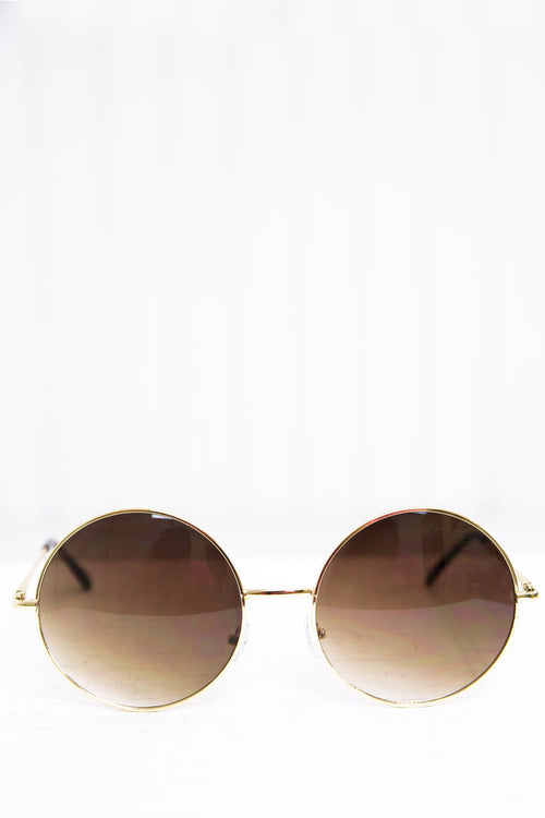 Farrah Round Sunglasses - Gold/Brown - Haute & Rebellious