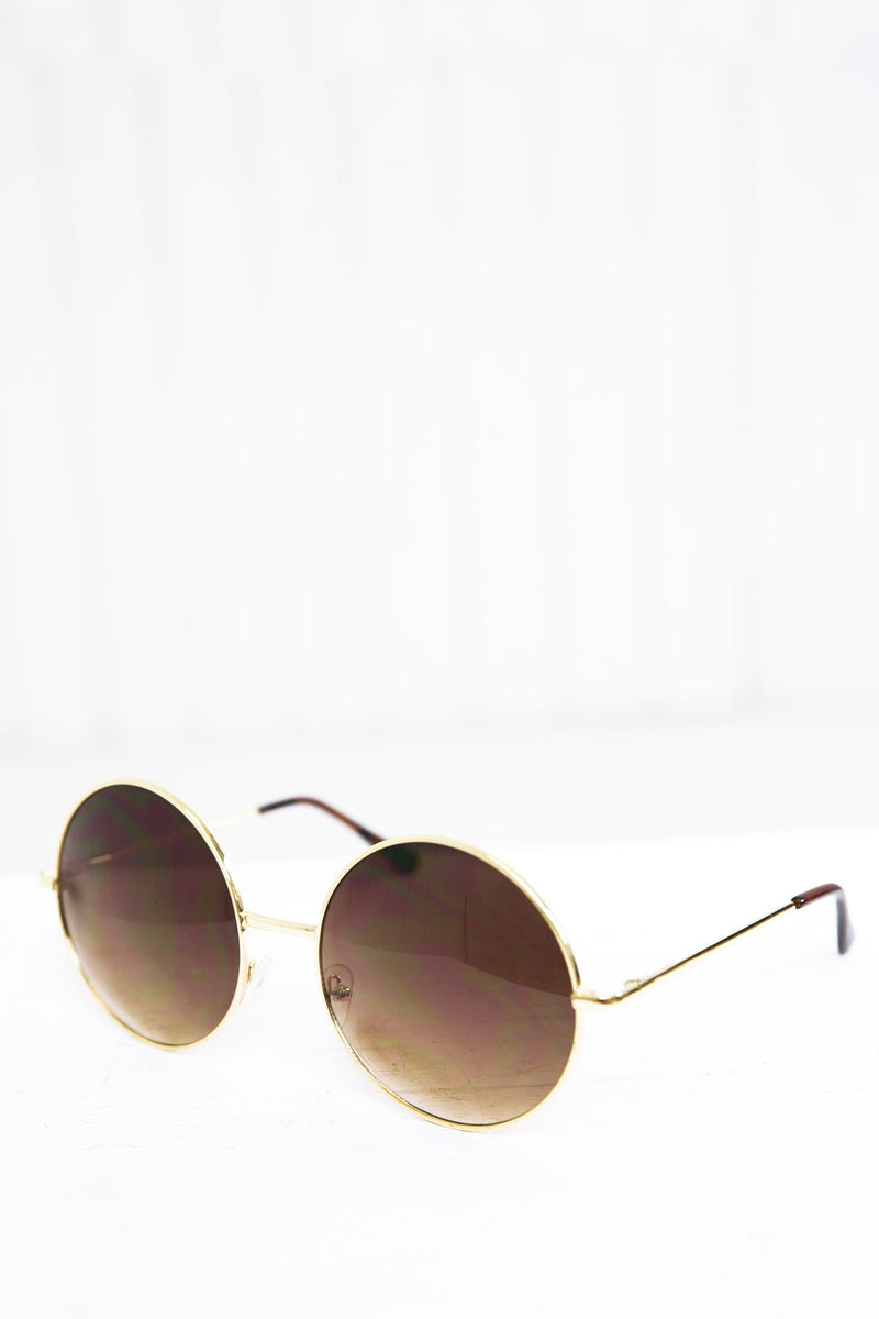 Farrah Round Sunglasses - Gold/Brown - Haute & Rebellious