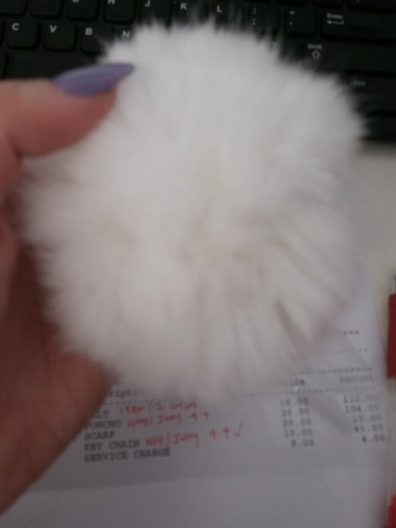 Dalyn Fur Ball Keychain - White - Haute & Rebellious