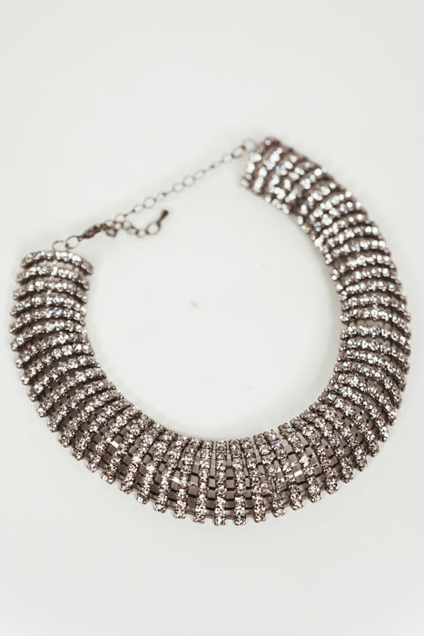Crystals Choker Necklace - Silver