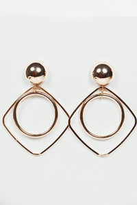 Hoop Inside Square Metal Earring