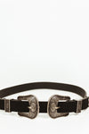 Dark Gold Double  Buckle Belt - Black