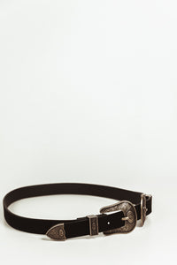 Dark Gold Double  Buckle Belt - Black