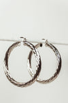 Twisted Metal Hoop Earring - Silver