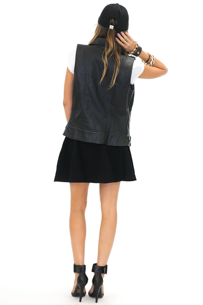 LEATHER BIKER VEST - Black - Haute & Rebellious