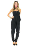 CANDENCE STRAPLESS BOW TIE JUMPSUIT - Black - Haute & Rebellious