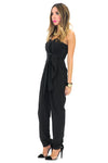 CANDENCE STRAPLESS BOW TIE JUMPSUIT - Black - Haute & Rebellious